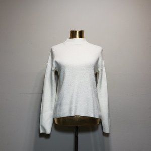 FOREVER 21 White Ribbed High Neck Sweater